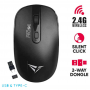 ALCATROZ WIRELESS TWO WAY DONGLE (USB+TYPE-C) SILENT MOUSE BLACK
