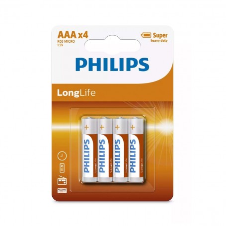 Philips R03L4B-10 LongLife Μπαταρίες Zinc AAA 1.5V 4τμχ